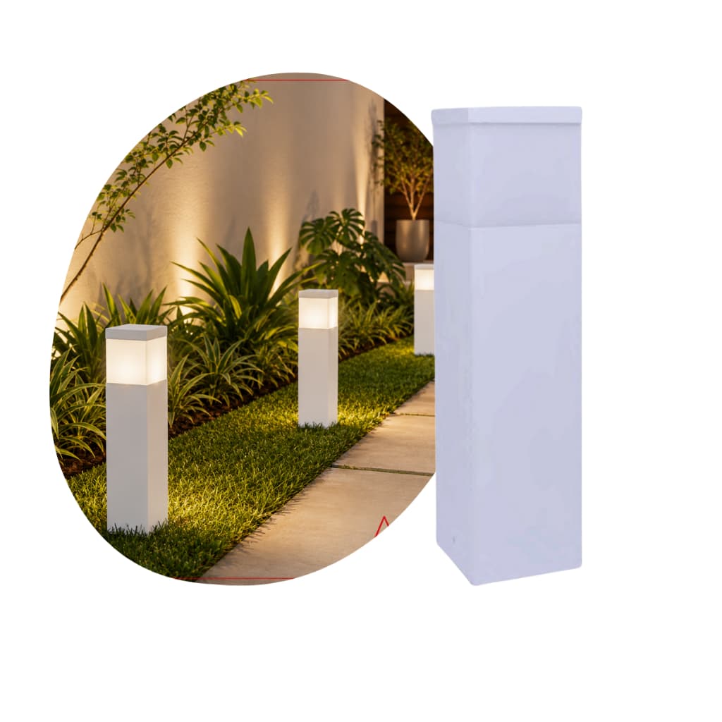 Poste Balizador 50cm Alumínio Chão Jardim Piso Solo Deck