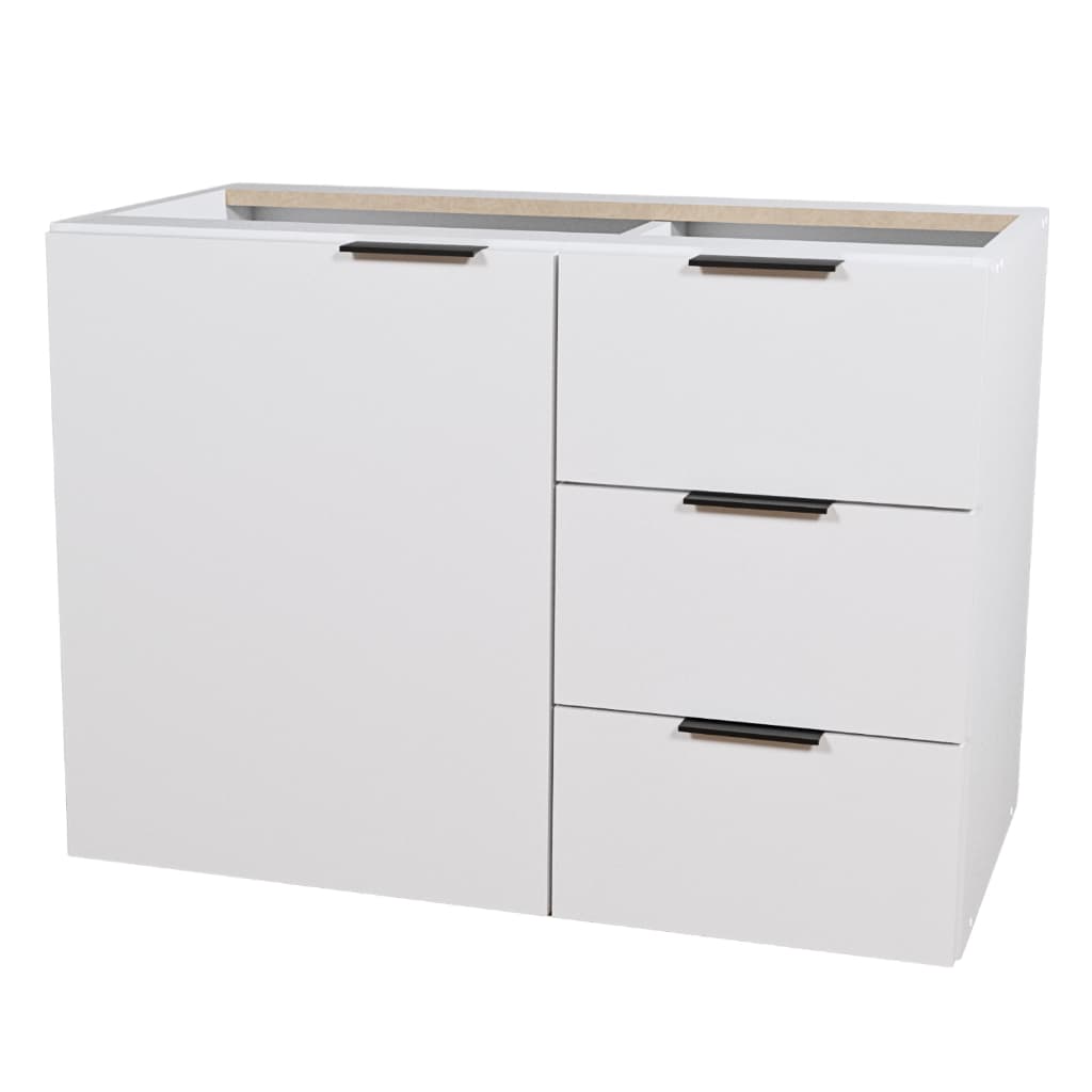 Balcão Móvel Gabinete 70cm MDF Para Banheiro Sem Tampo & Sem Cuba - Gavetas Lado Direito Com Fundo