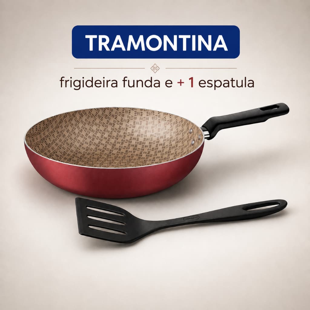 Frigideira Funda Antiaderente Tramontina  24 cm 2,2 L + UMA ESPATULA