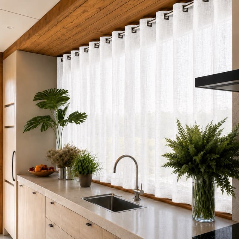 Cortina Linho Voil Gaze Flame 4,00x1,40 Decoração Para Sala Cozinha Quarto