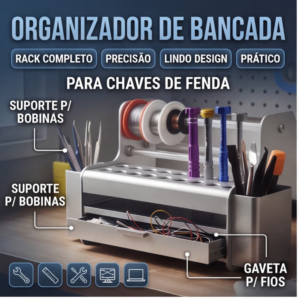 Organizador de Bancada para Ferramentas de Assistência Técnica de Celular, Porta Parafusos