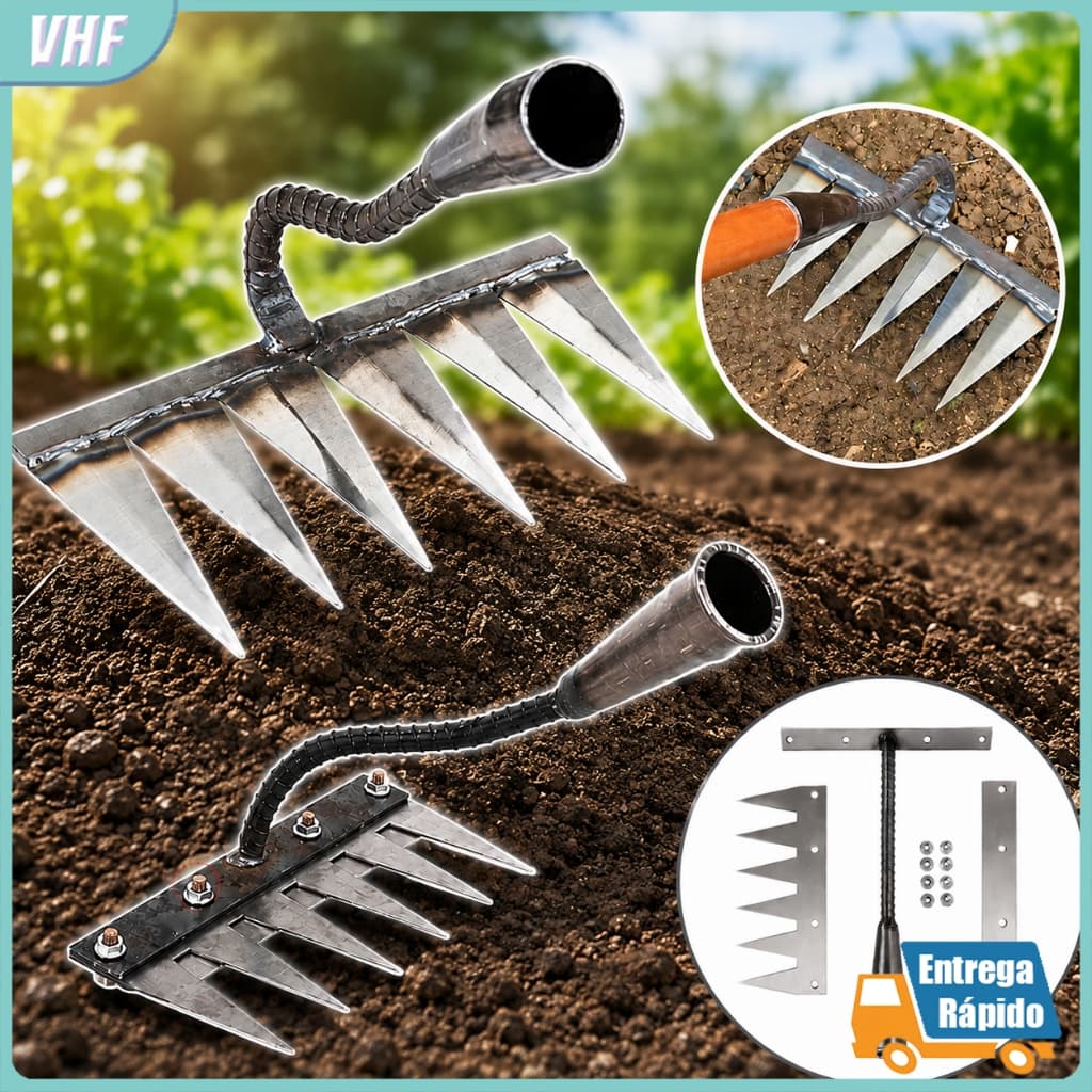 Ancinho De Unhas Seis Dentes Aço Reforçado Enxada Ferramenta Agrícola Para Capinar Revolver Terra Horta Pomar Quintal