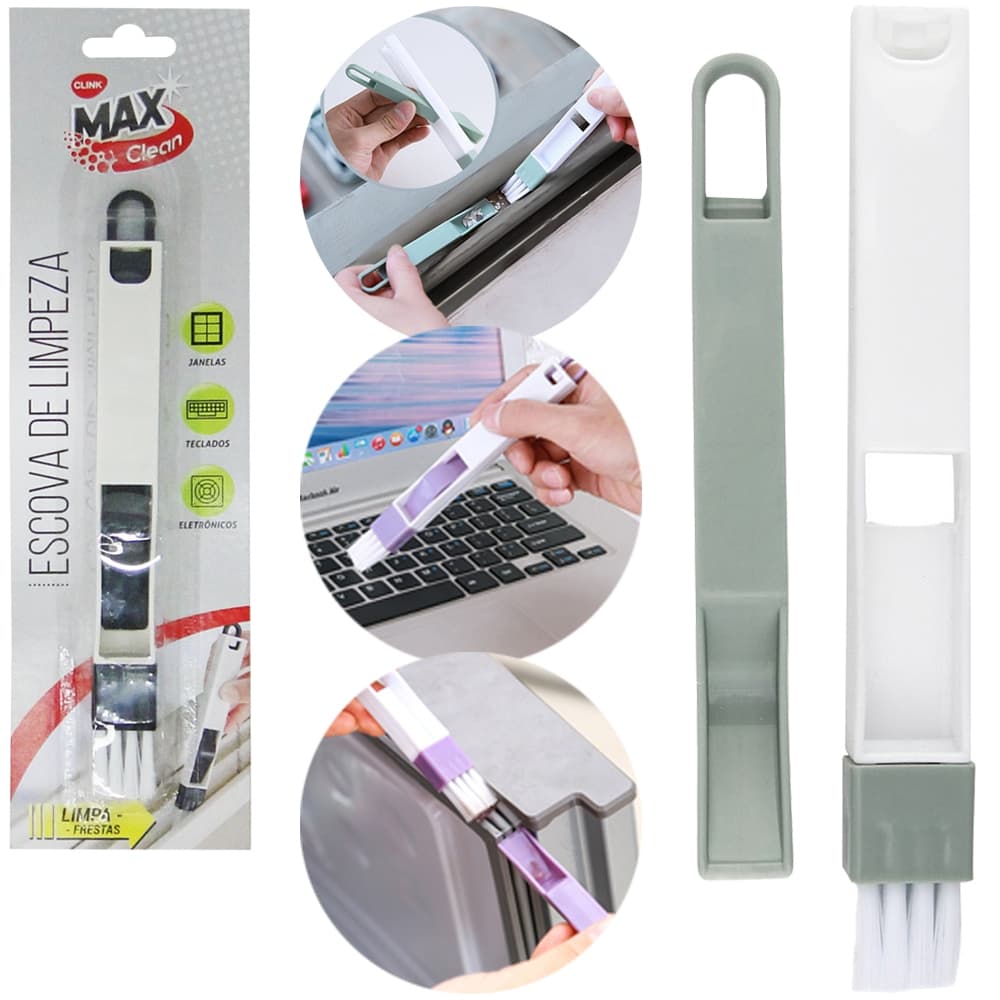 ESCOVA COM PA DE PLASTICO MULTIUSO FRESTAS MAX CLEAN 18CM NA CARTELA