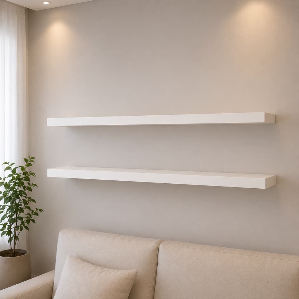 Kit 2 Prateleiras MDF 80x20cm Decorativas de Parede Organizadoras com Cantoneiras Sala Quarto Cozinha Banheiro