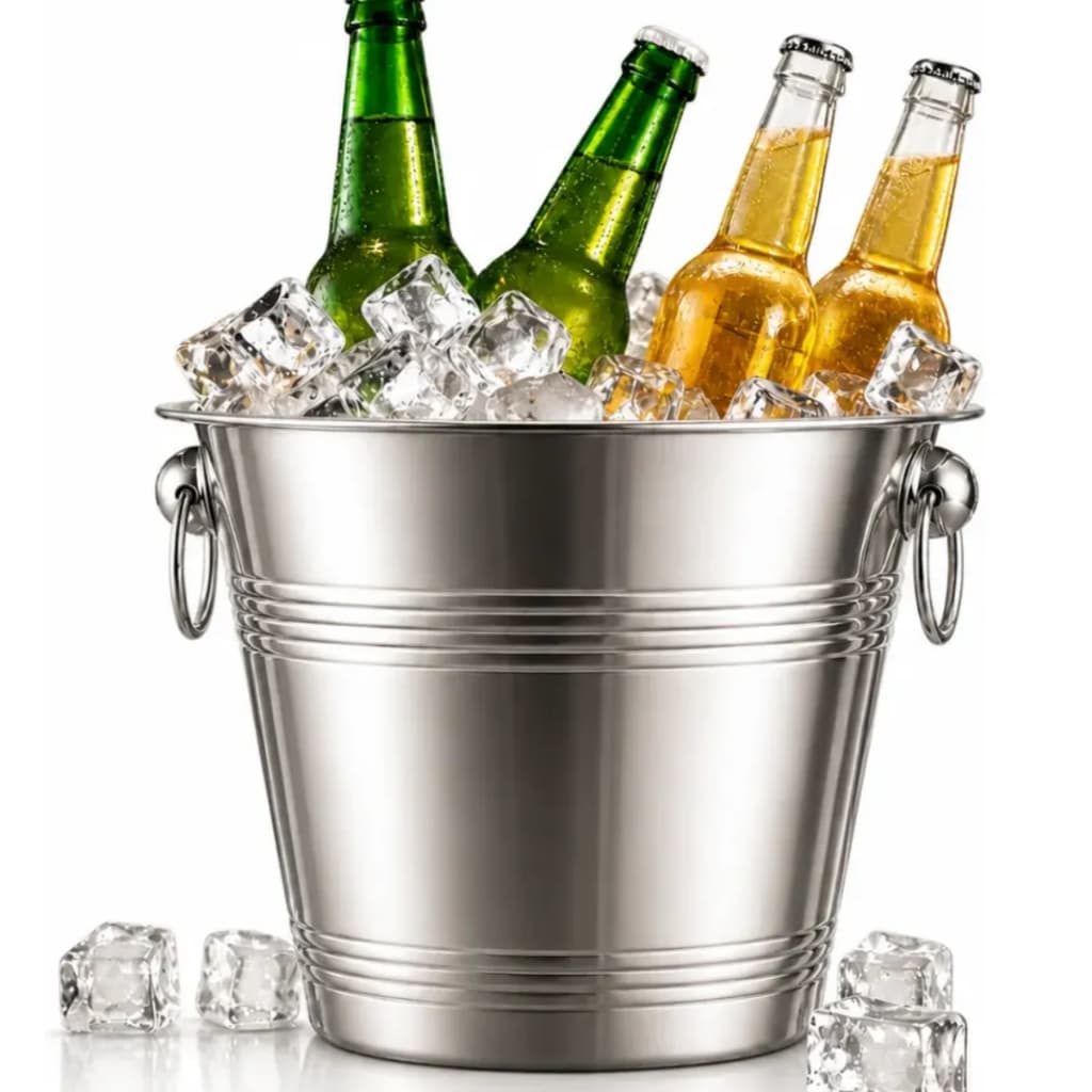 Balde De Gelo Inox 4 Litros Garrafas Champanhe Vinho Cerveja Bebidas Bar Festa Churrasco Casa Evento