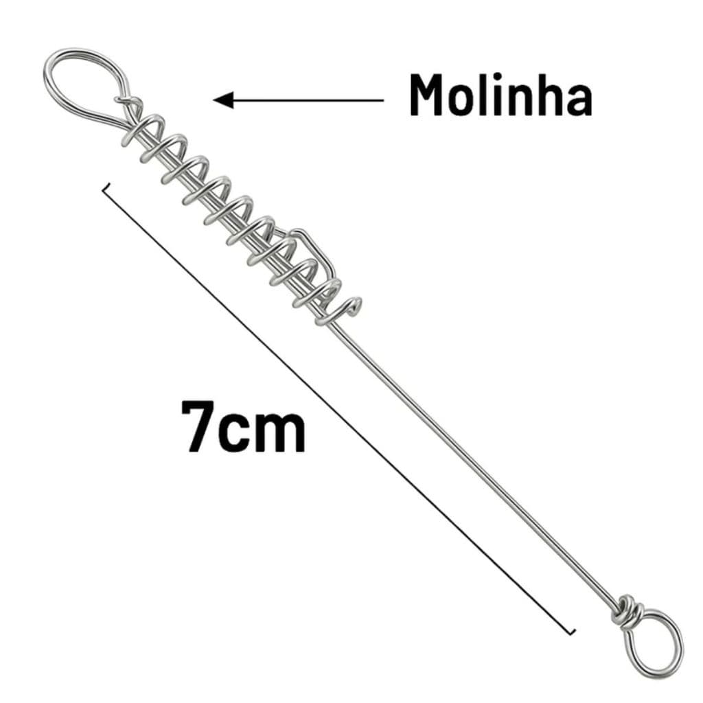 Castor Para Pesca Grosso 10 unidades com 7cm Aço Resistente Com Mola Engate de Anzol