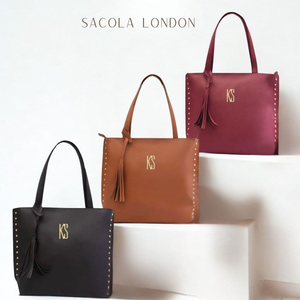 Bolsa Sacola London Grande - Preta, Marrom Caramelo, Vermelho Vinho - Elegante - Presente