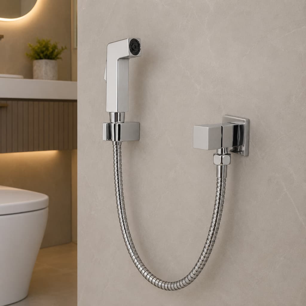 Ducha Higiênica de Metal Cromada 1,20m Mangueira Flexível Completa