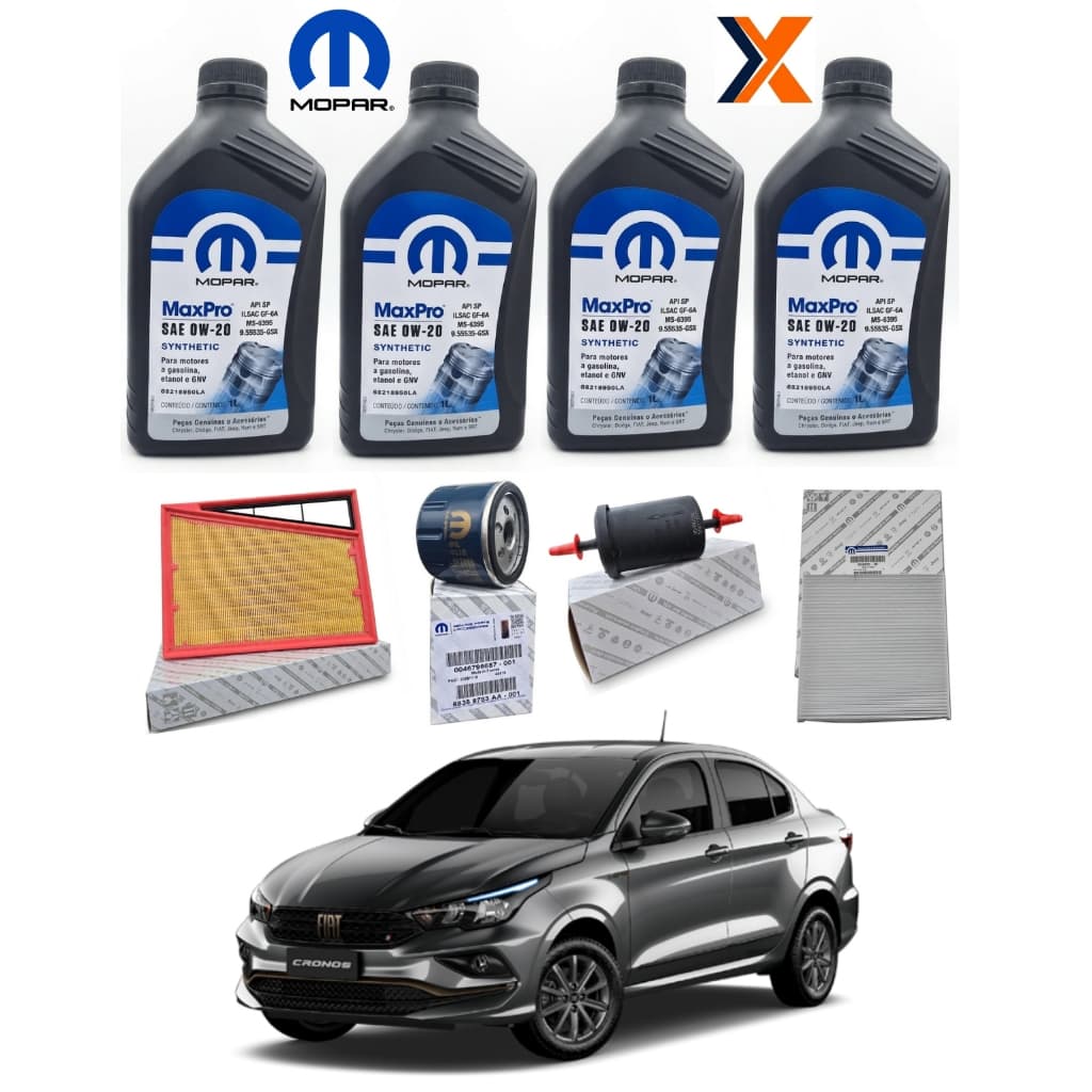 Kit Revisão Fiat Cronos 1.3 Firefly Óleo 0W20 + 4 Filtros Originais Mopar