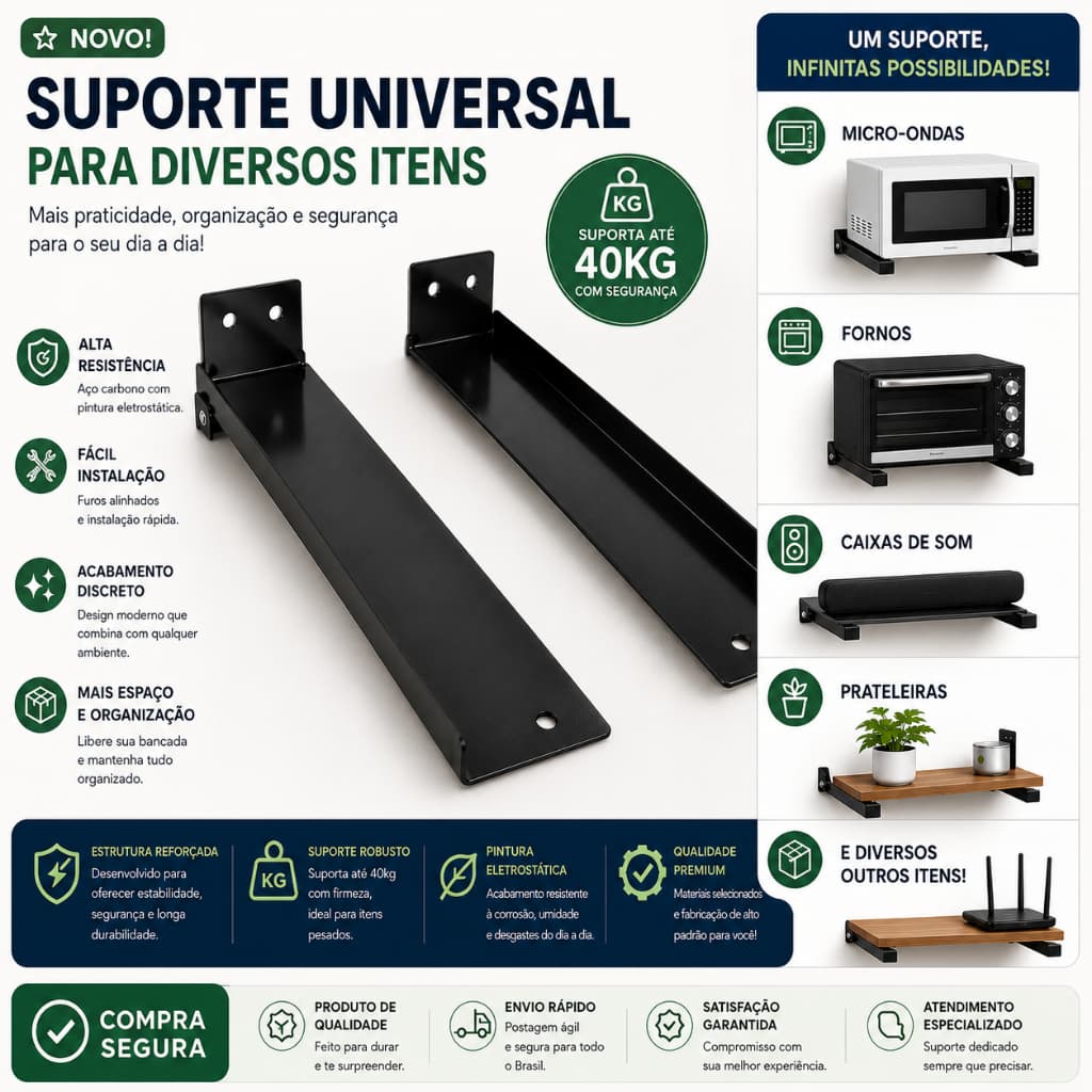 Suporte Organizador Multiuso para Micro-ondas e Impressora com Alta Durabilidade