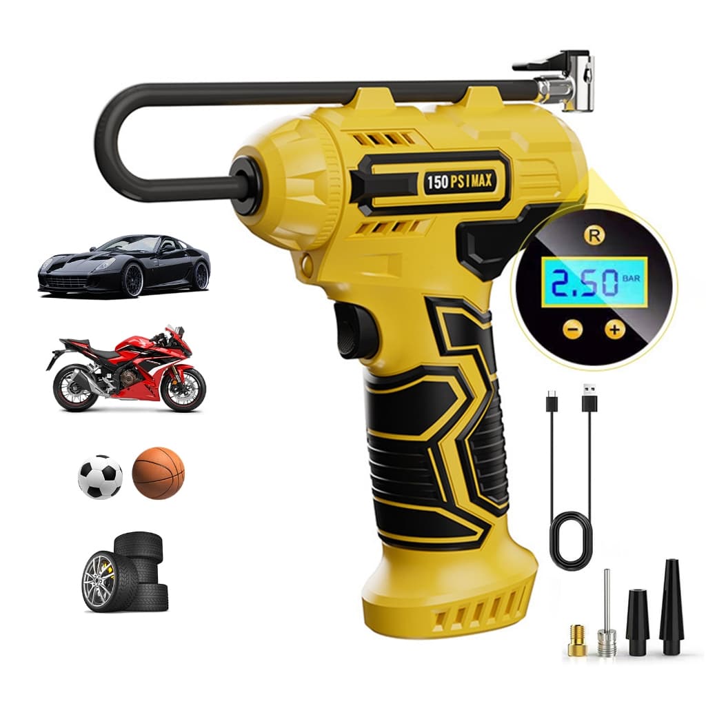 Compressor de Ar Portátil Calibrador Digital Sem Fio Bomba Inflador Pneu Carro Moto Bike