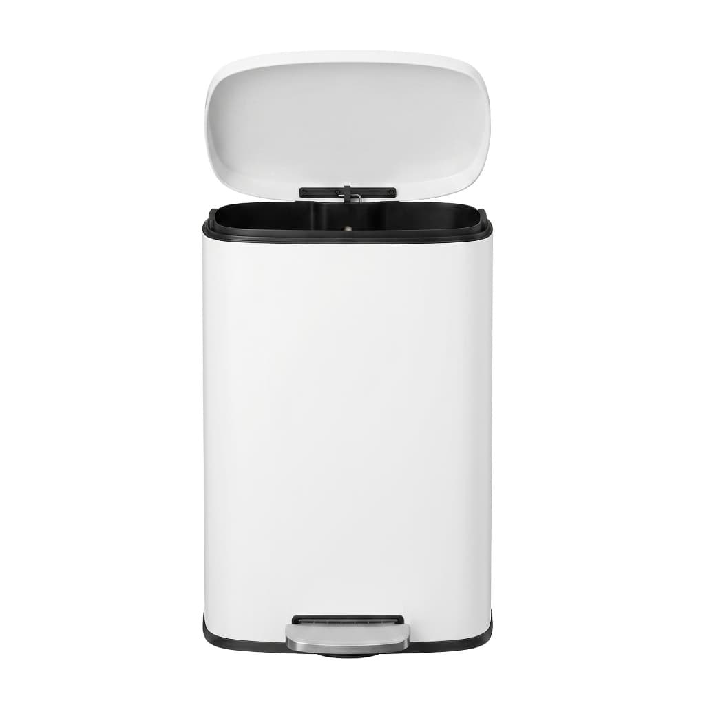 SONGMICS Lixeira de Pedal 50L, Tampa com Fechamento Suave, Balde Interno Removível, para Cozinha, Aço Inox, Marrom