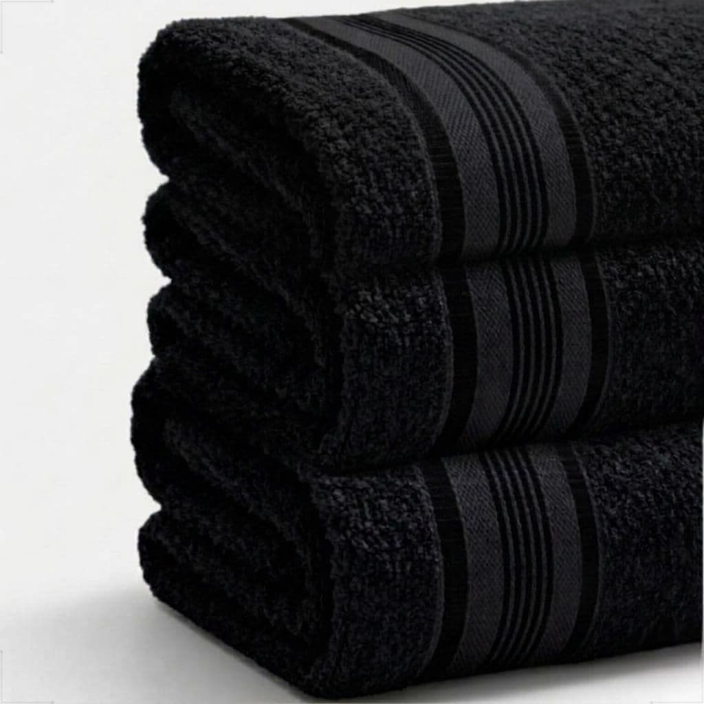 Kit 3 Toalhas de Banho Preto 100% Algodão Jogo Banhão Premium Macia Alta Absorção Toalha Luxo Gigante 75x180cm