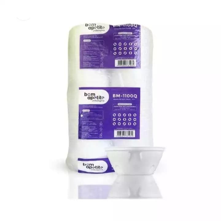 Marmitex de Isopor 1.100ml com tampa Bom Apetite com 50 ou 100 unidades