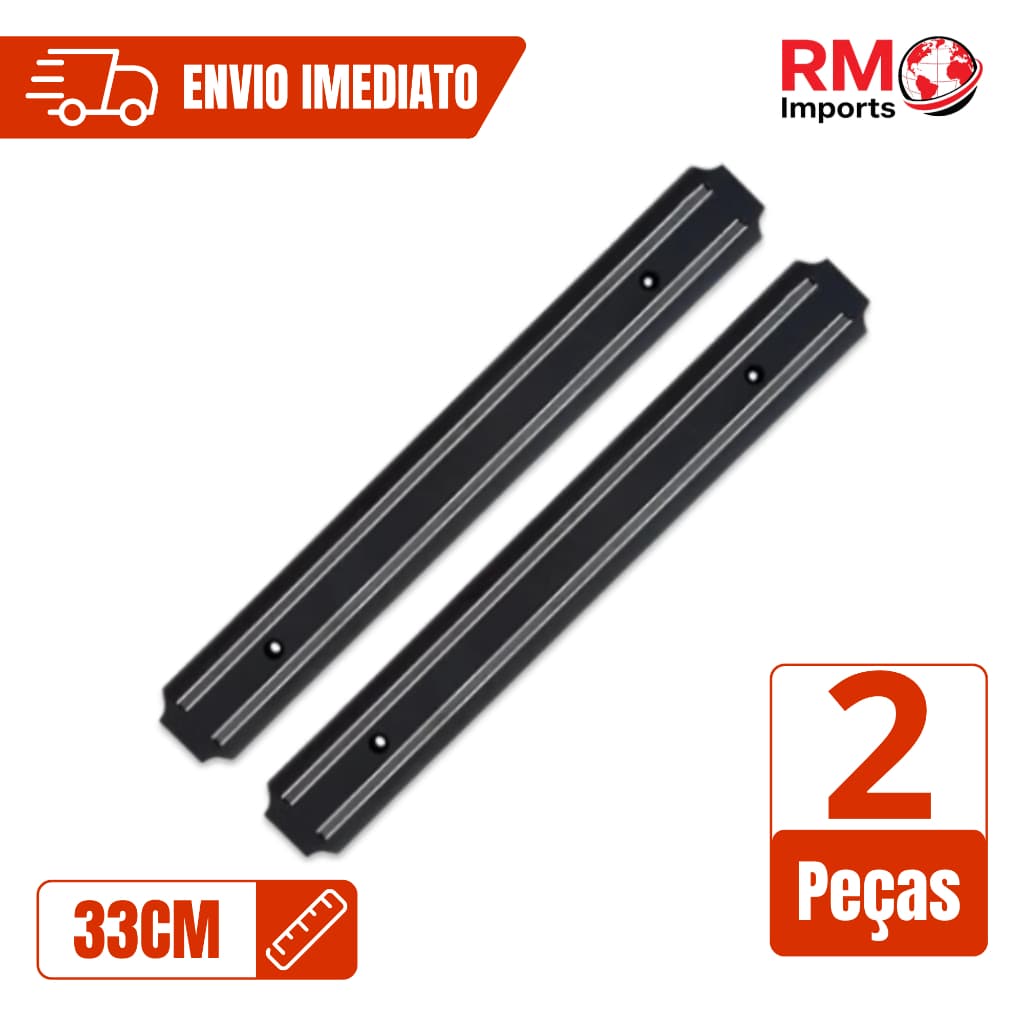 Kit 2 Barras Magnéticas para Facas 33cm Suporte de Parede Cozinha e Ferramentas