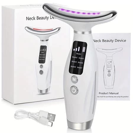 Massageador De Pescoço e Rosto LED Vibração Fototerapia Para Rejuvenescer Firmeza Anti-Rugas