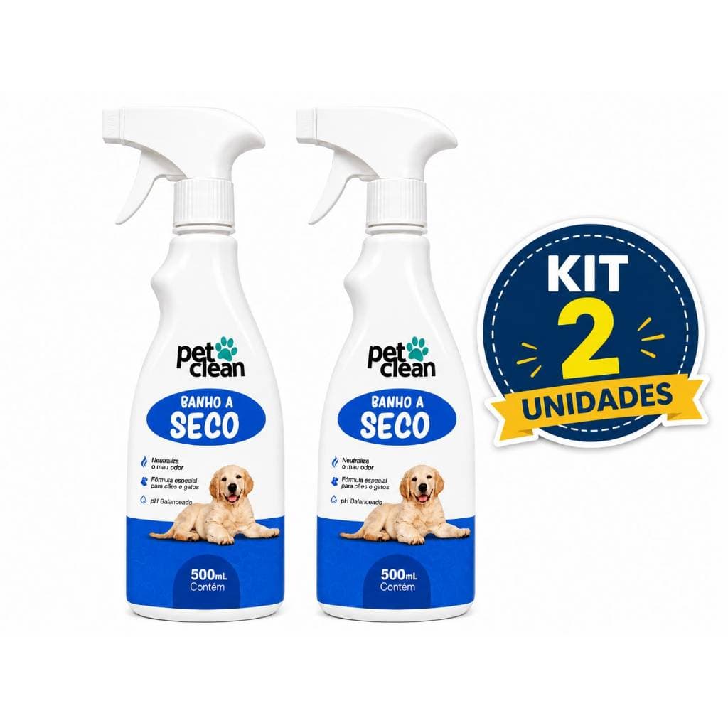 Kit 2 Banho a Seco Pet Clean 500 ml Para Cães e Gatos