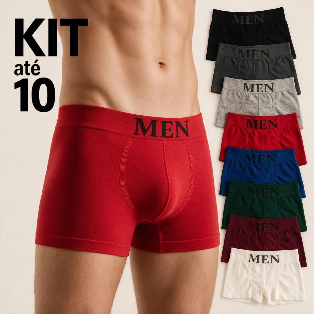 Kit 10 Cuecas Boxers de Microfibra Conforto e Alta Elasticidade Importada