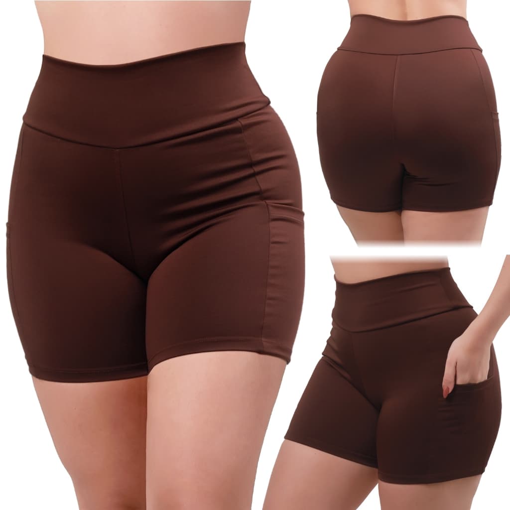 Bermuda com Bolso Fitness Feminino Cós alto