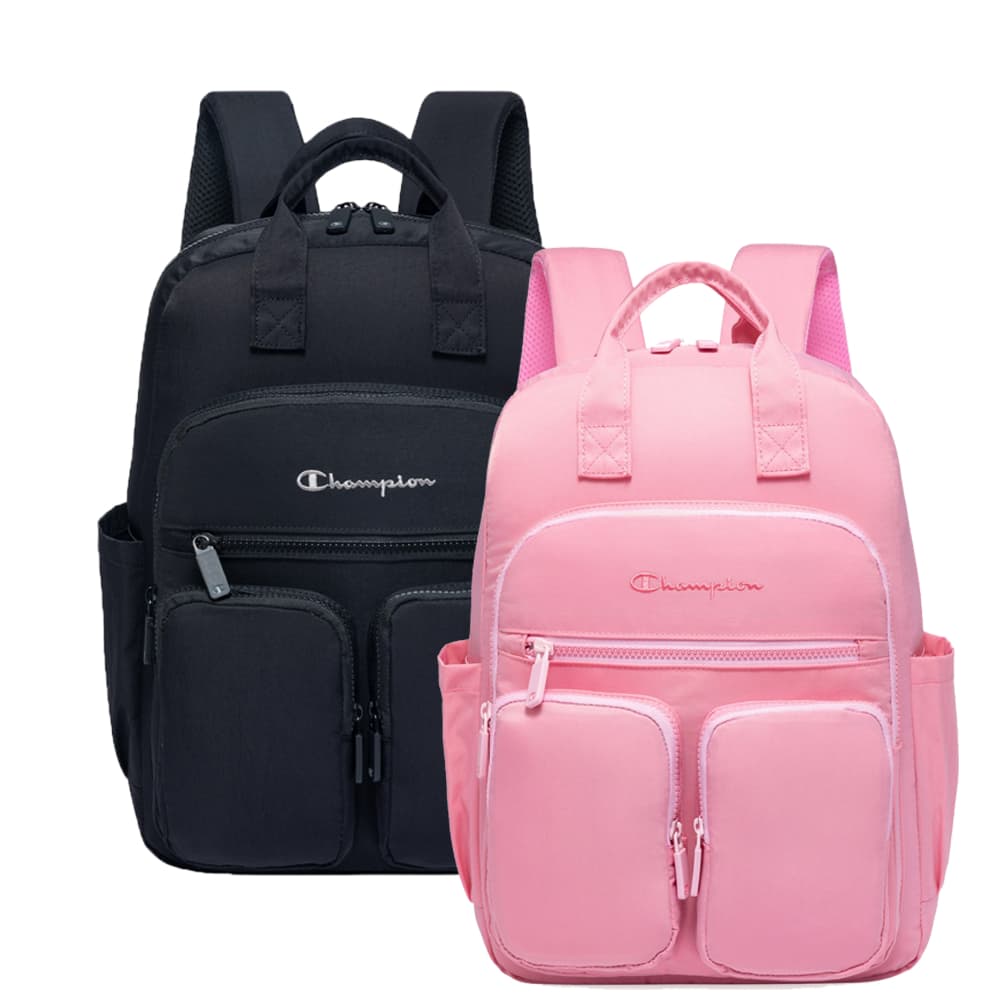 Champion Mochila 33L Unissex 7 Bolsos Compartimento para Notebook Mochila para Faculdade Trabalho Viagem Preto e Rosa