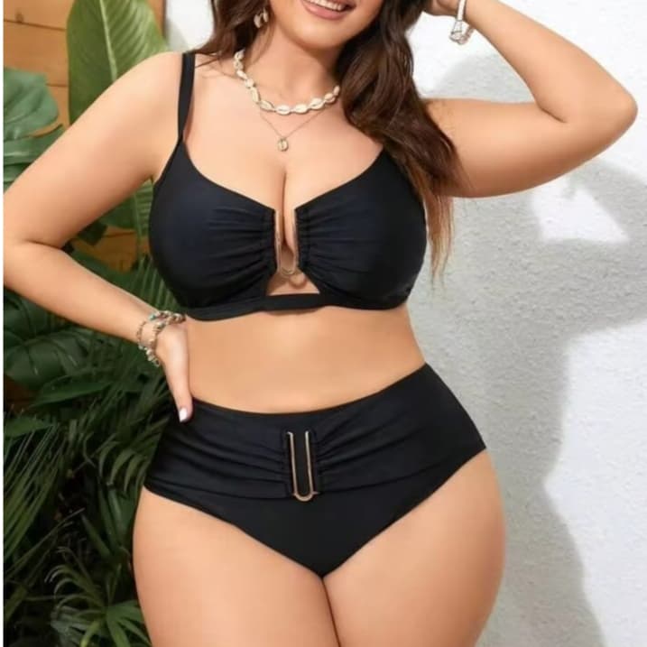 Biquíni Plus Size Com Detalhes De Metal Reforçado praia verao curve 46 ao 50