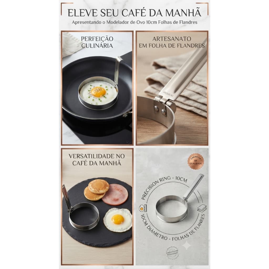 Modelador De Ovo Redondo 10cm Folha De Flandres Para Fritar Ovo E Panqueca