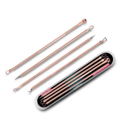 Kit Extrator de Cravos e Espinhas Profissional Aço Inox Limpeza de Pele 4 Peças