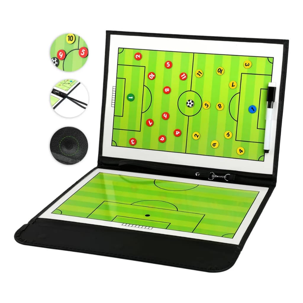 Kit Prancheta Tática Magnética Futebol Dobrável Quadro Branco Treinador Com Caneta E Marcadores