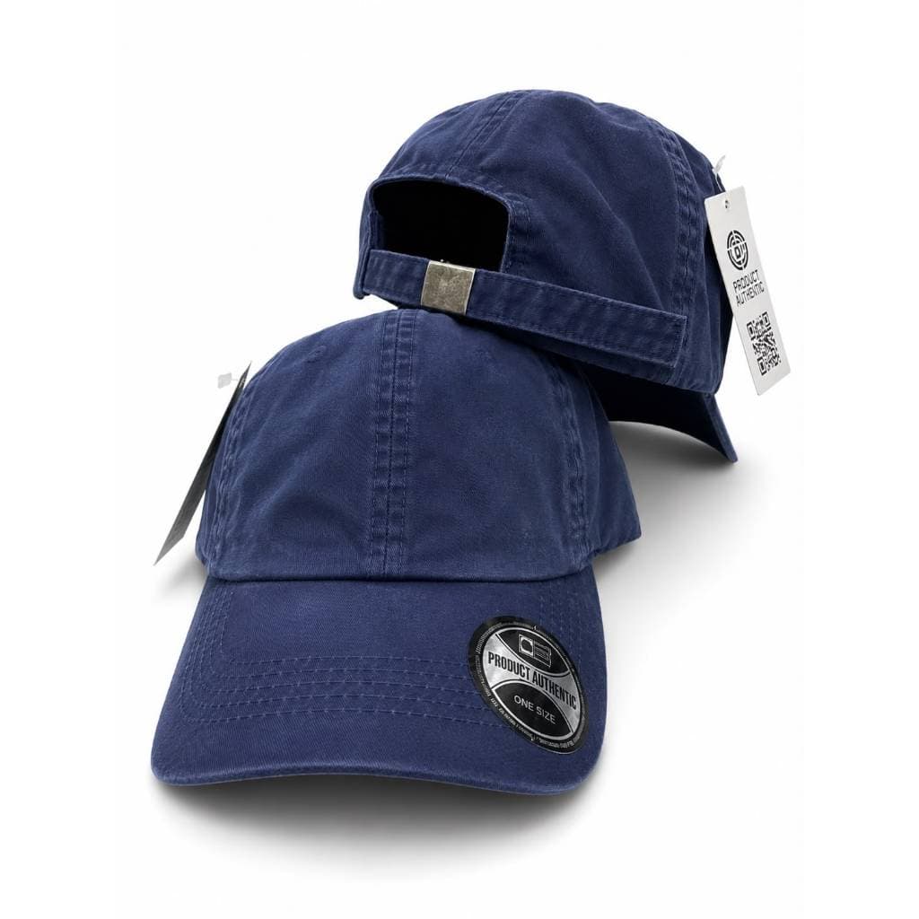 Boné unisex algodão sarja lavado liso aba curva feche com regulagem