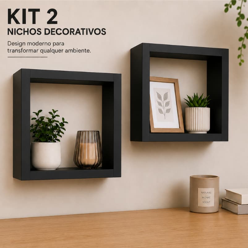 Kit 2 Prateleira Nicho Decorativo De Parede Suspenso Cozinha Quarto Sala