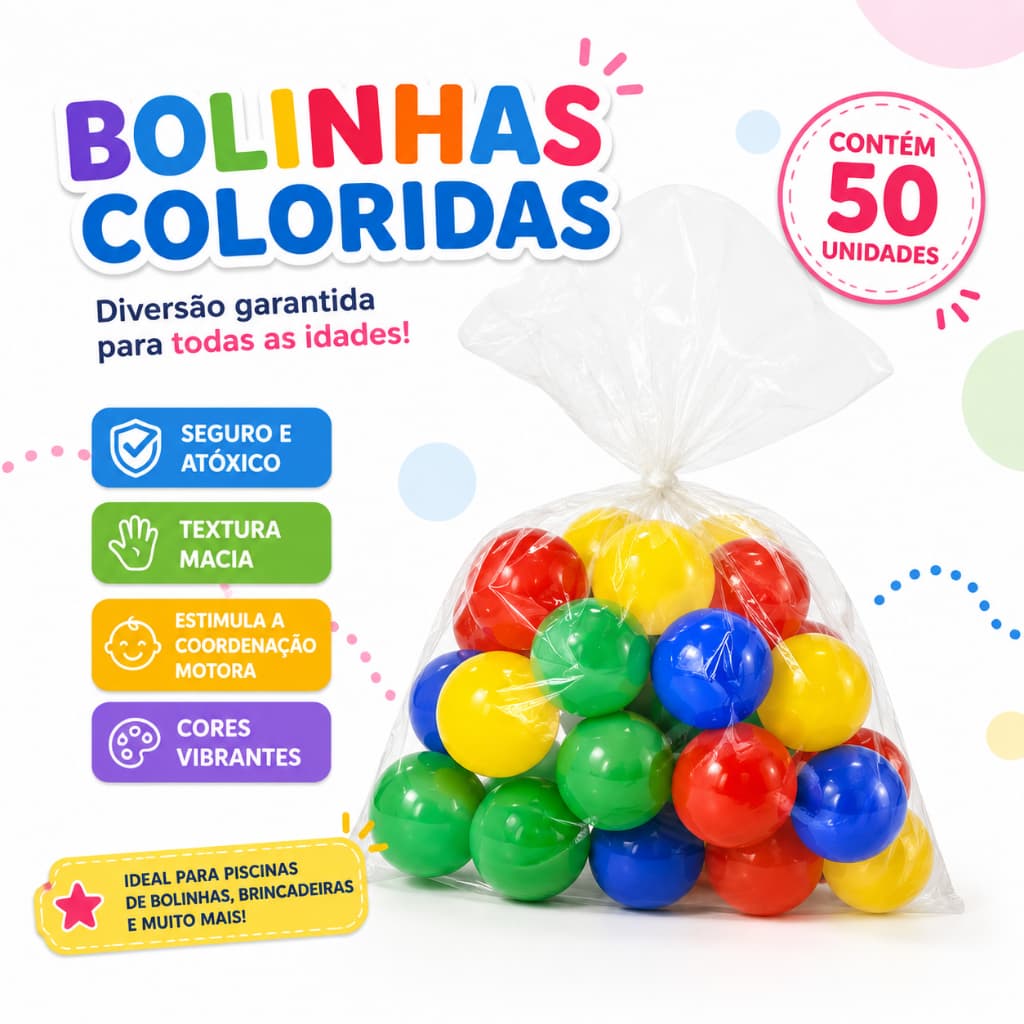 50 UNIDAES DE BOLINHA - PARA PISCINA DE BOLINHA
