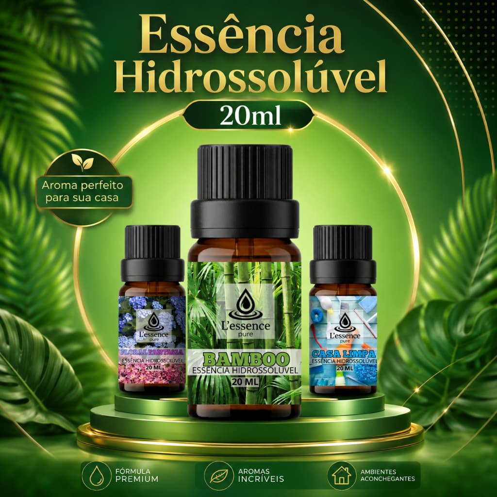 Kit com 3 ou 1 Essências de 20ml Casa Limpa, Bambo e Floral Fantasia Para Difusores e Umidificadores!
