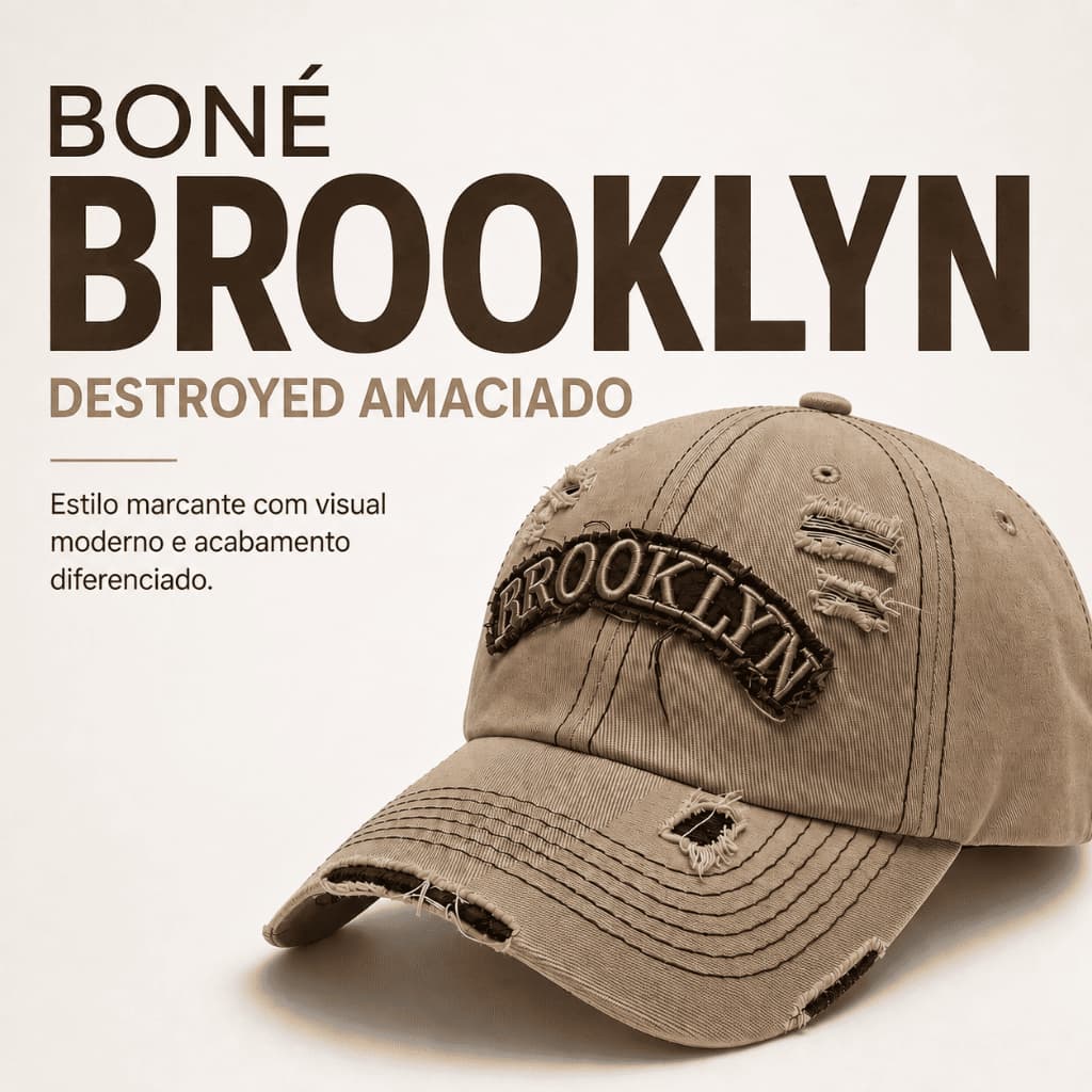 Boné Brooklyn Rasgadinho Dad Hat Aba Curva Regulagem Fitão Masculino Feminino