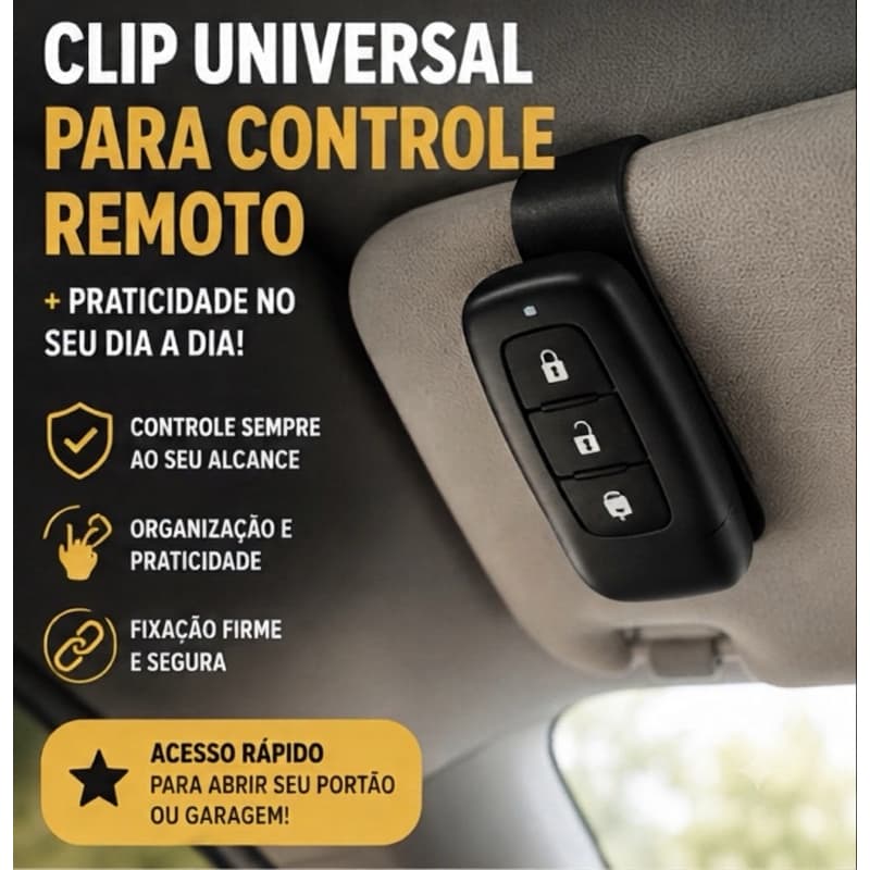 Suporte Controle Remoto Carro | Clip Universal Quebra-Sol | Presilha para Controle de Portão