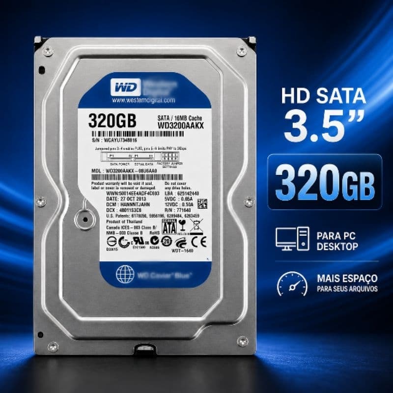 HD SATA 3.5" 320GB para PC Desktop DVR CFTV HD Interno