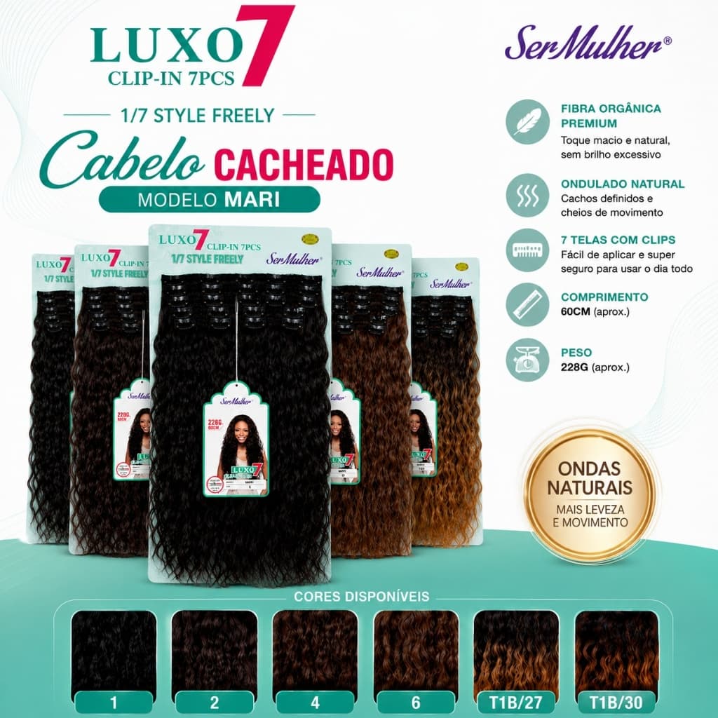 Aplique de Cabelo Tic Tac Clarisse Liso Fibra Organica Luxo Modelo MARI Ser Mulher