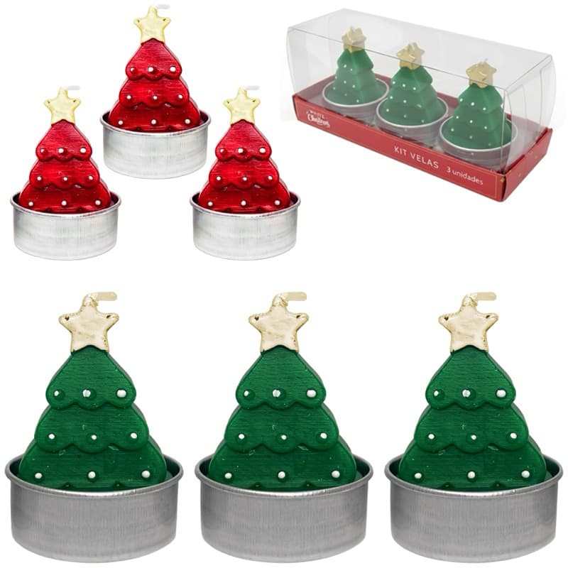 VELA DECORATIVA BISCOITO DE GENGIBRE COM 3 PECAS - Natal