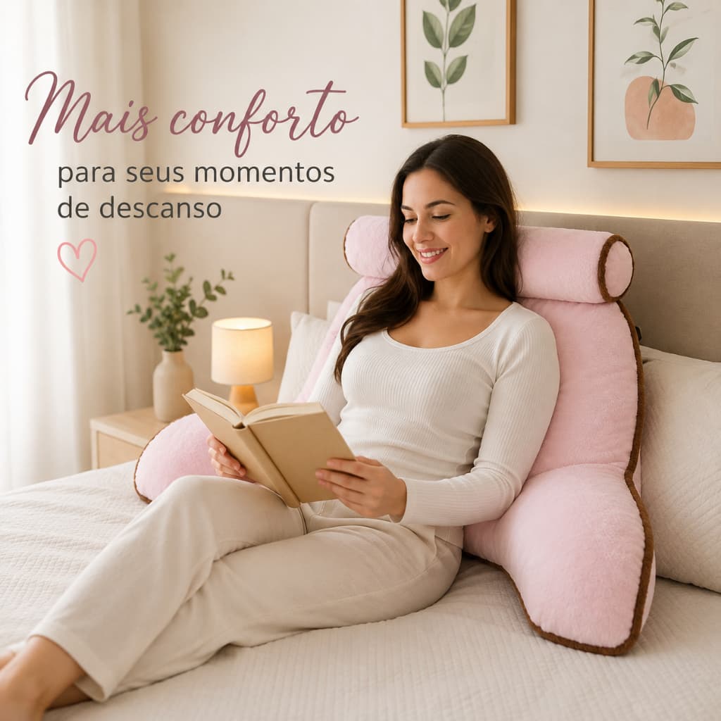 Almofada Encosto Ortopédico 60x45x20cm Apoio Costas Cama Sofá