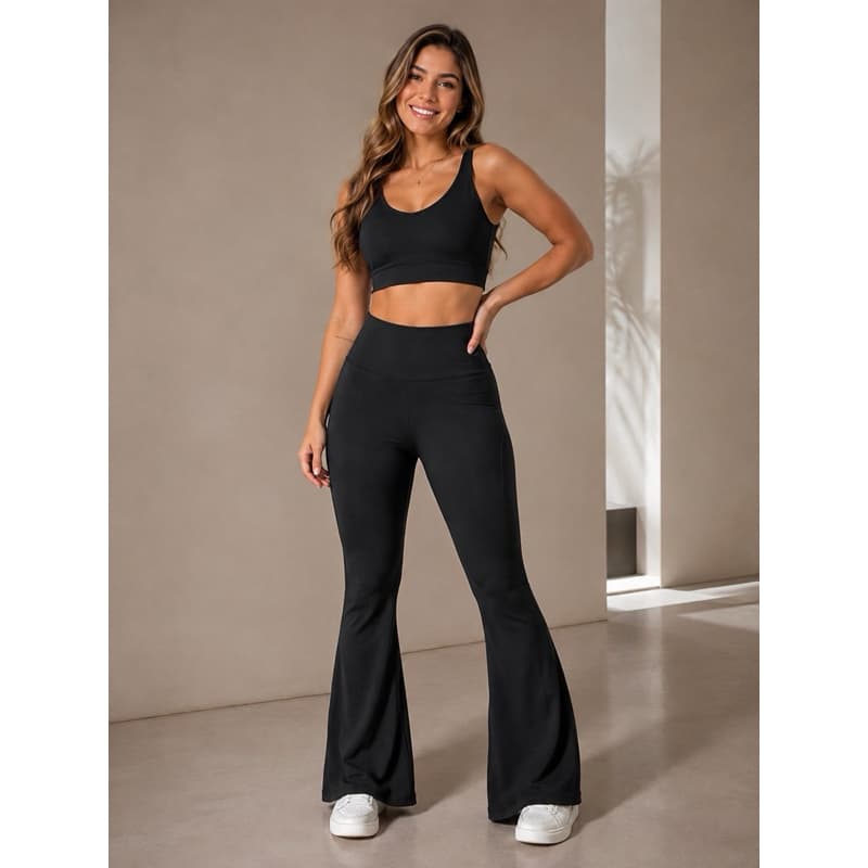 CALÇA FLARE PREMIUM FOSCA CALÇA LEGGING FEMININA FITNESS CINTURA ALTA ZERO TRANSPARENCIA CALÇA BAILARINA BOCA DE CINO