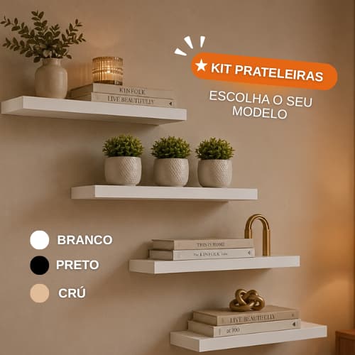 KIT 4 Prateleiras Flutuante MDF