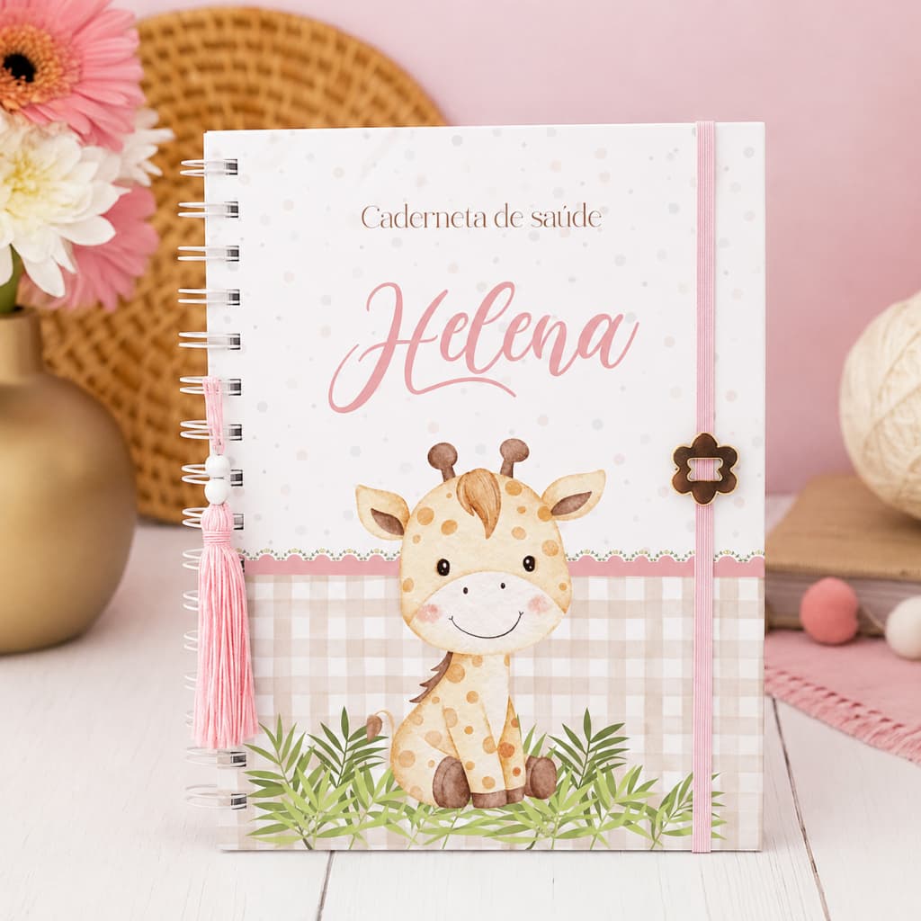 Caderneta de Saúde Personalizada – Caderneta de vacina Girafinha -Caderneta de vacina Girafa Cute