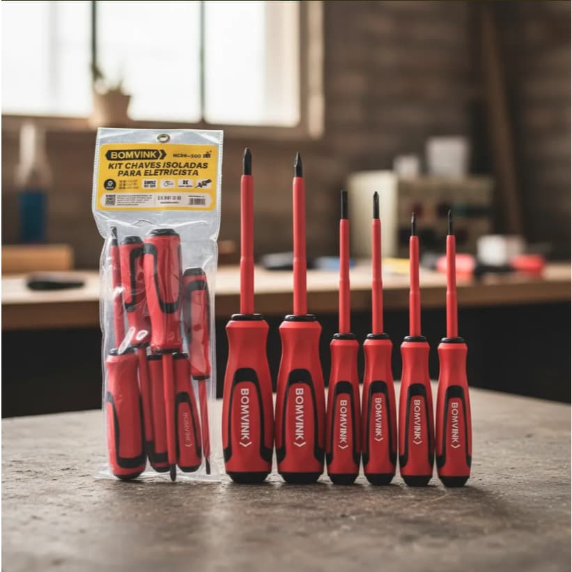 Jogo Kit Chaves Fenda E Philips Isoladas Eletricista Imã 6 Peças
