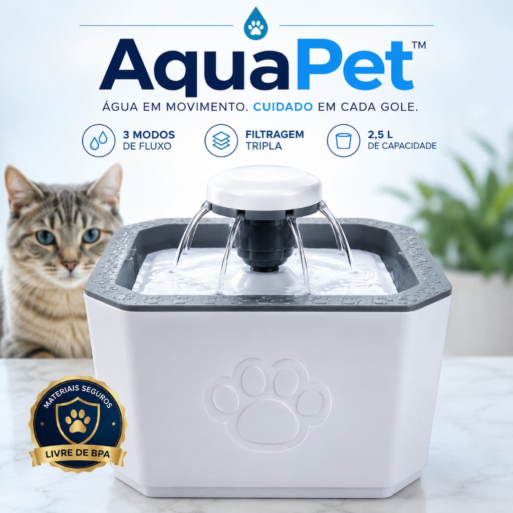 Fonte Bebedouro Automático Pet 20cm Três Modos Refil Água Fresca