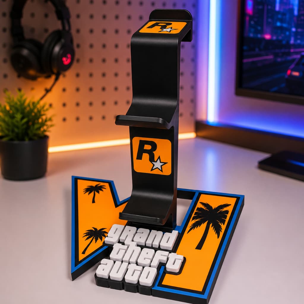 Suporte Gamer para 2 Controles Dualsense Headset Fone Organizador de Mesa Ps4 Ps5 Xbox PC Decoração Setup