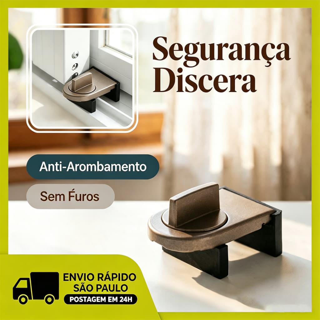Trava de Segurança para Janelas e Portas de Correr – Aço Reforçado, Instalação sem Ferramentas, Compatível com Diversos