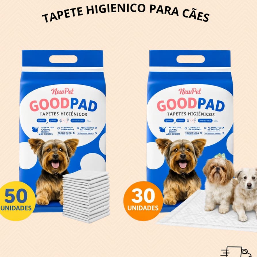 Tapete Higiênico para Cães GoodPad NewPet Alta Absorção Controle de Odores 30 ou 50 Unidades