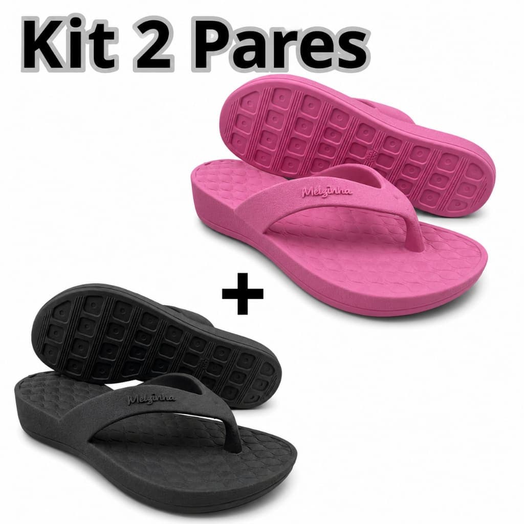 Kit 2 Pares Chinelo Melzinha Feminino Confortável Leve Antiderrapante Ortopédico