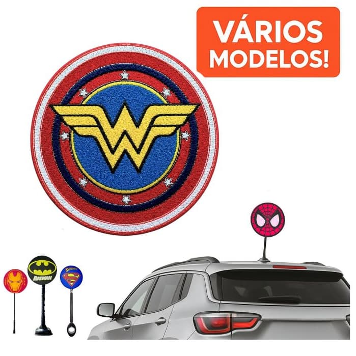 Ponteira Enfeite Antena Super-heróis -  Batman - Superman - Mulher Maravilha - Flash - Carro e Moto