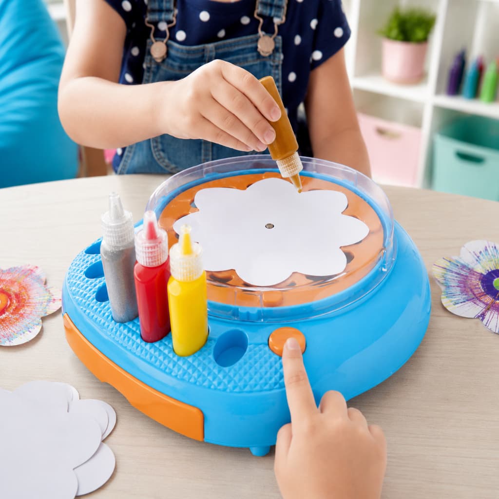 Máquina de Pintura Infantil Giratória com Tintas e Papéis