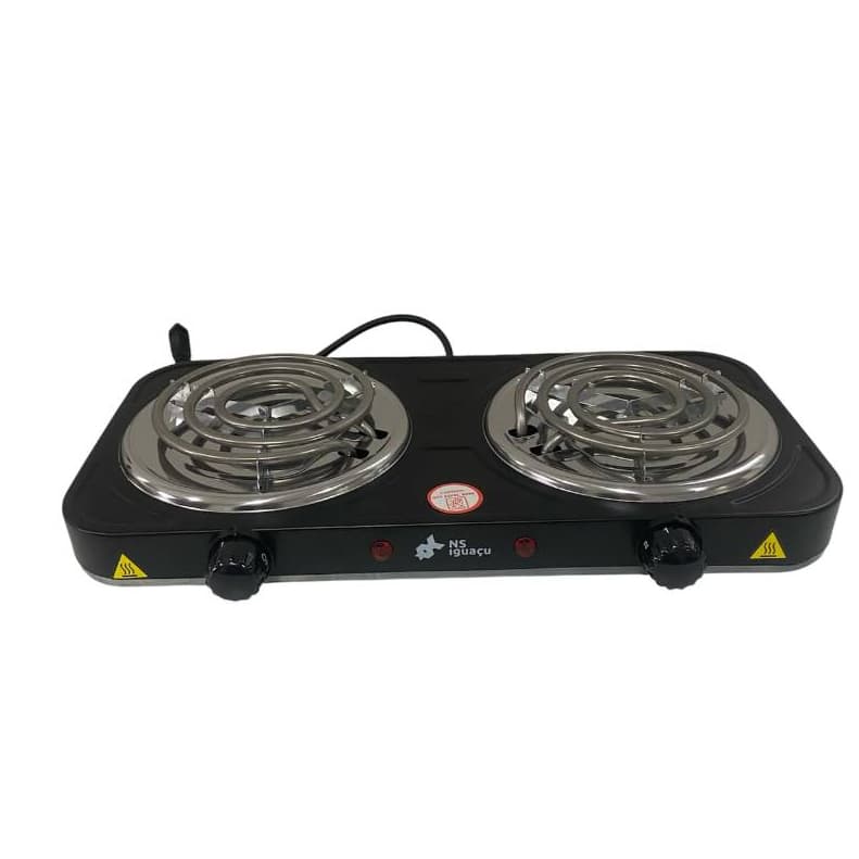 Fogareiro Elétrico 2 Bocas Portátil Camping Cooktop Cozinha127 v preto